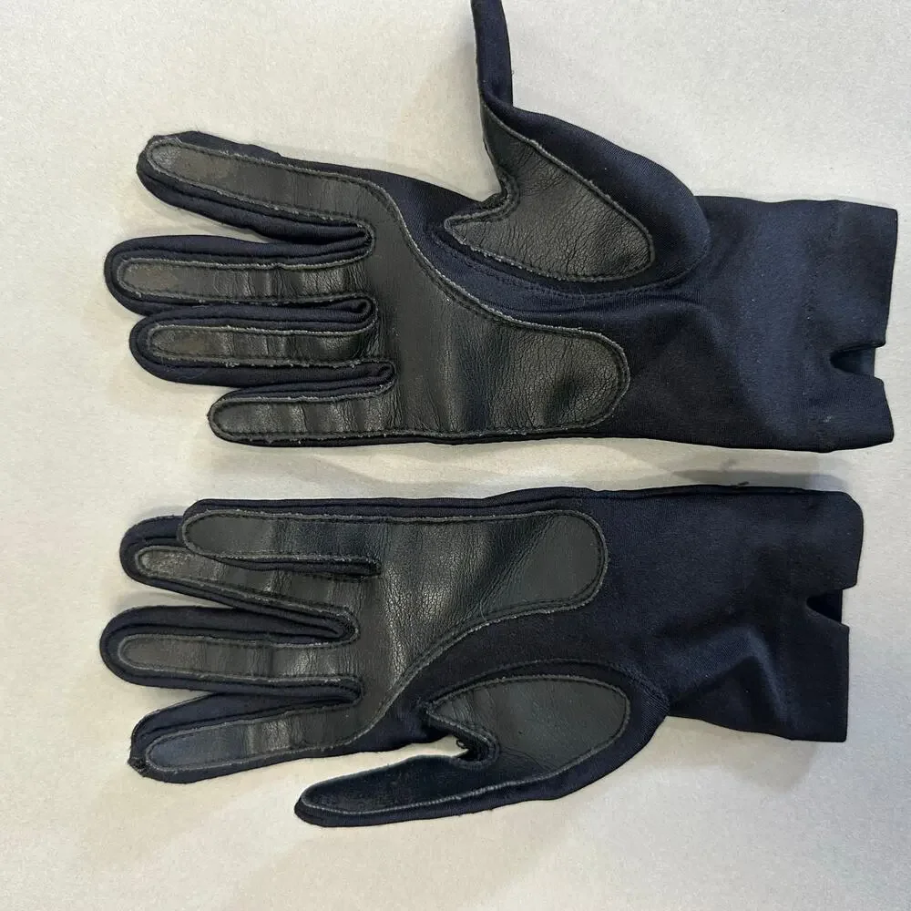 Vintage 80s Isotoner black nylon Stretchy driving liner‎ gloves one size - Picture 5 of 11